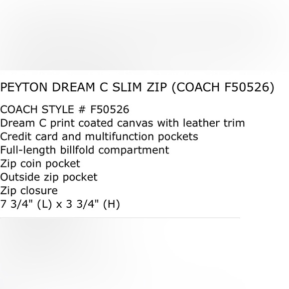 NWT Coach Peyton Dream C Slim Zip Wallet SL/black white/black F50526 - Picture 8 of 8